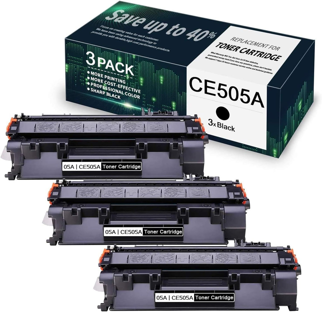 3-Pack Black CE505A Toner Cartridge Z787