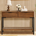 Solid Wood Console Table 2 Drawers, Burnt Umber N3587