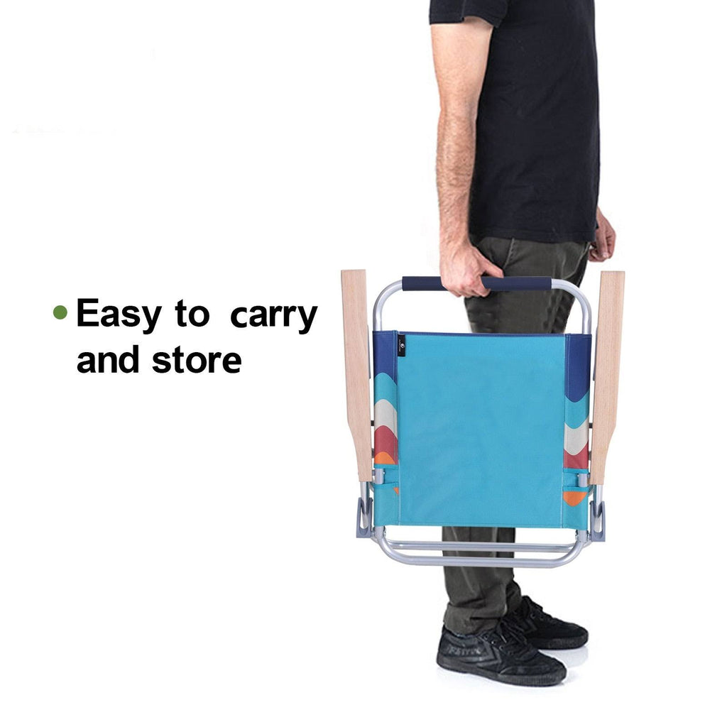 2-Piece Low Folding Adjustable Beach Chairs with Cooler Bag K7448