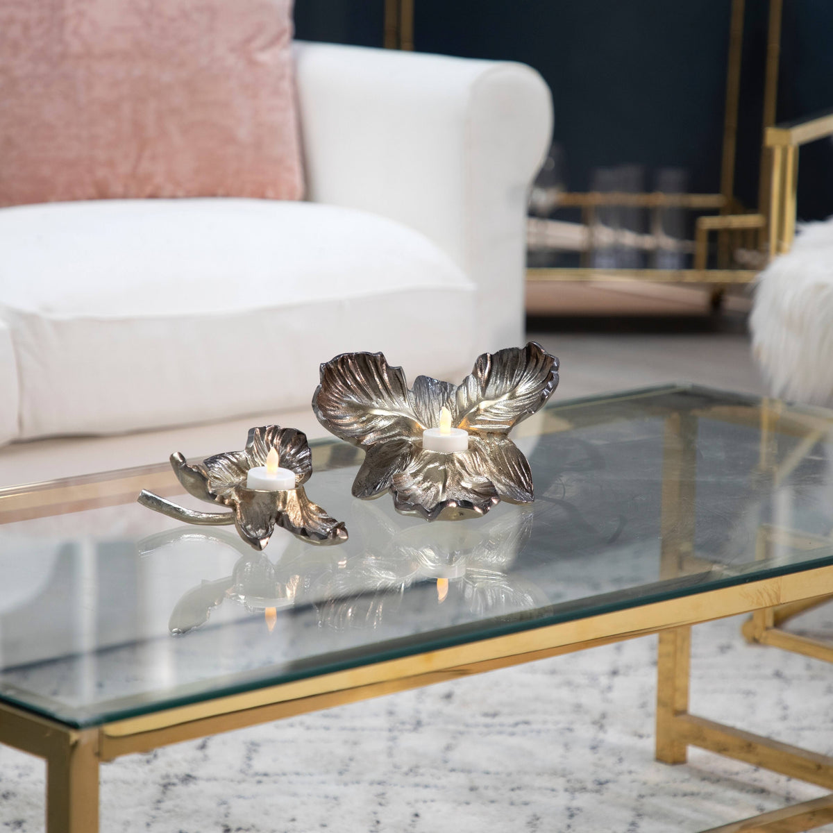 Gold Metal Tealight Candle Holder I74196