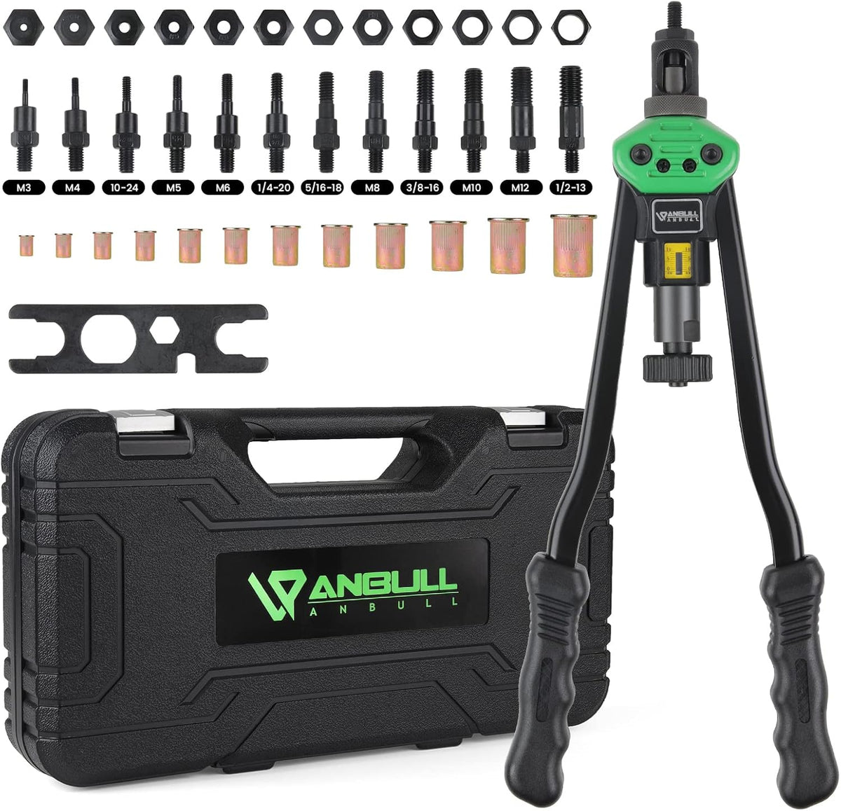 16" Rivet Tool Kit with 120PCS Rivet Nuts & Plastic Case Z5411