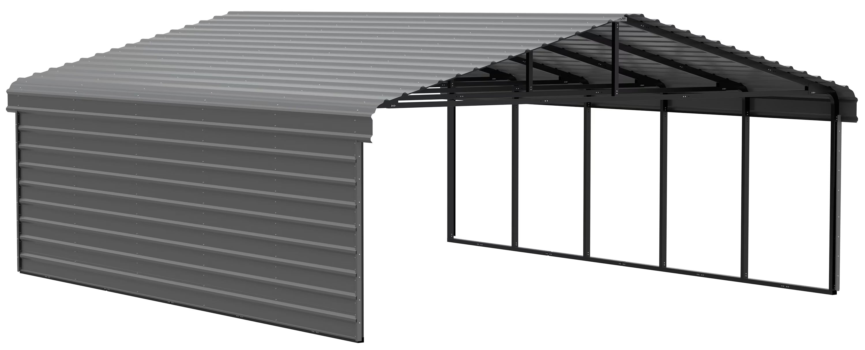 Galvanized Steel Carport Kit, 20' x 24' x 9', Charcoal E6652