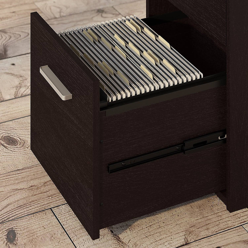 Espresso Oak Computer Desk with File Cabinet and Bookcase J743769
