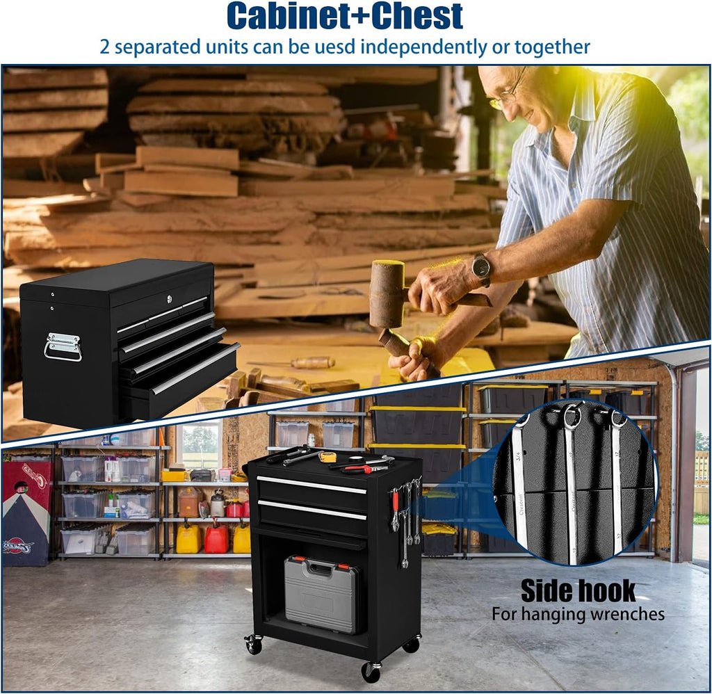 8-Drawer Rolling Tool Chest with Wheels and Lock (Black) S50594