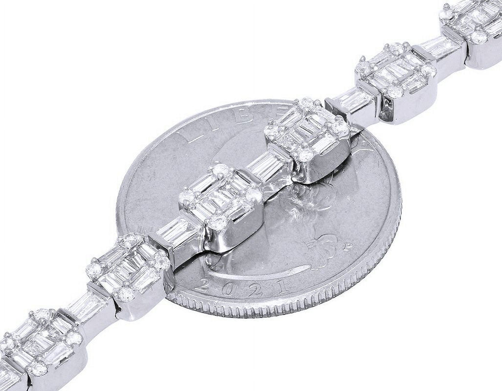 Diamond Square Link Bracelet Gold 6MM 8.5" O849773