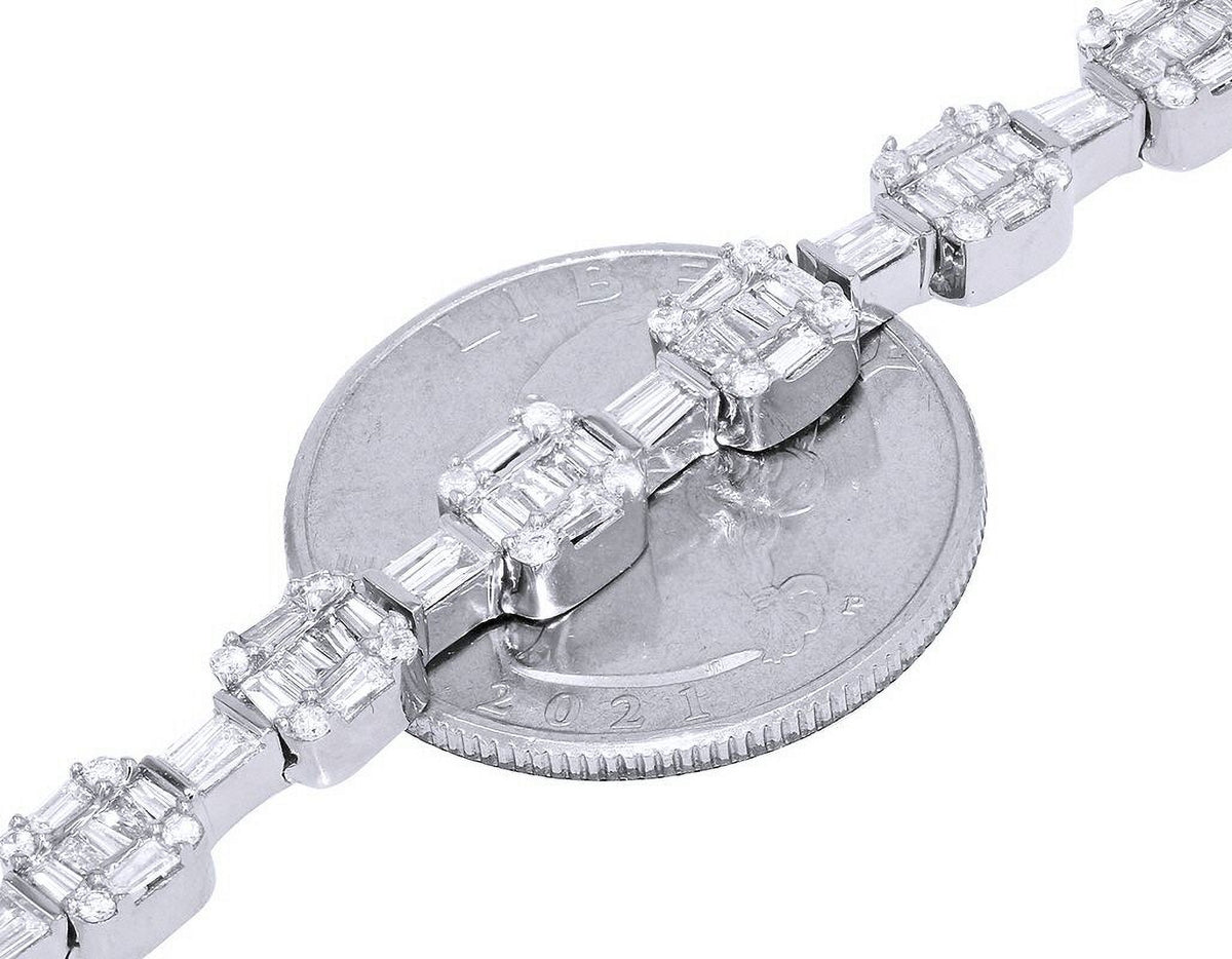 Diamond Square Link Bracelet Gold 6MM 8.5" O849773
