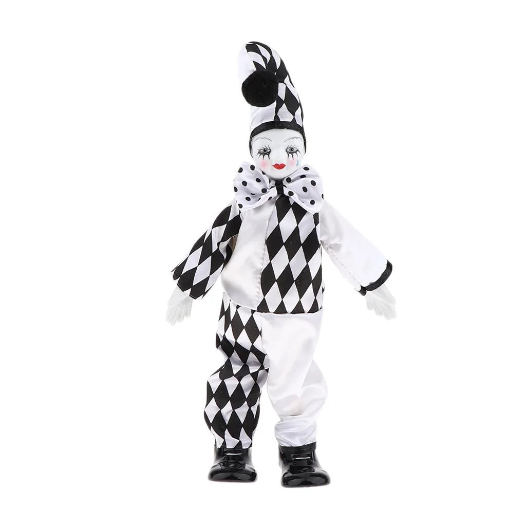 Black and White Clown Costume Doll Ornament A2956