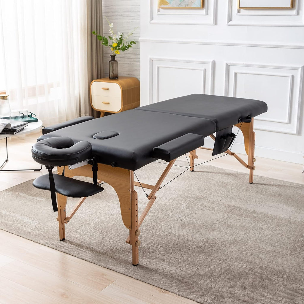 Portable Memory Foam Massage Table 84 Inches Long 28 Inches Wide Foldable Spa Bed with Carrying Case F62711