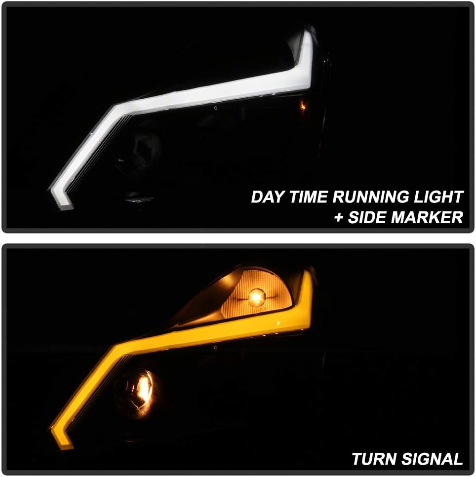 Black Smoke LED Tube Sequential Signal DRL Headlights V5075