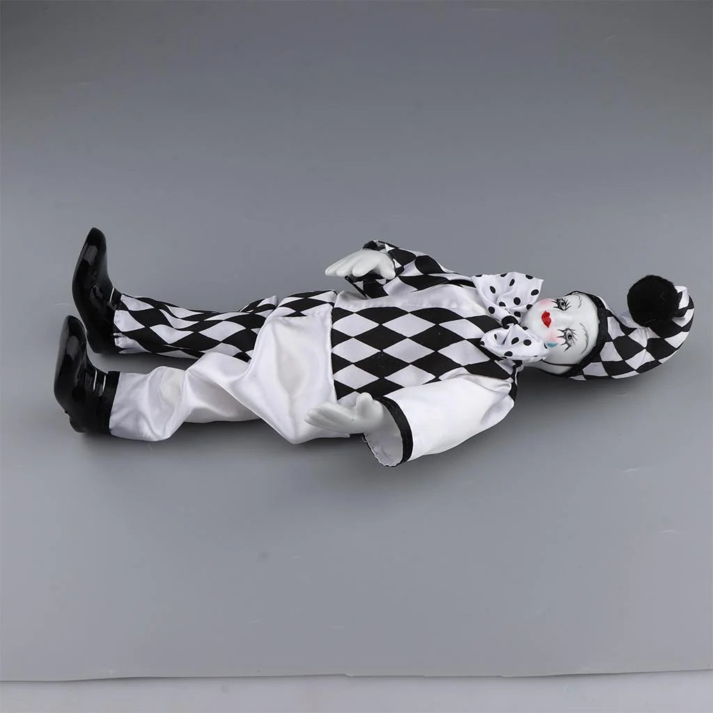 Black and White Clown Costume Doll Ornament A2956