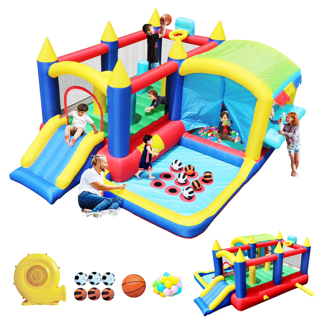 7 in 1 Inflatable Bouncy House with Blower and Carrying Bag N600637