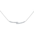 14k White Gold Round Diamond Curved Bypass Bar Necklace 1/2 Cttw I181190