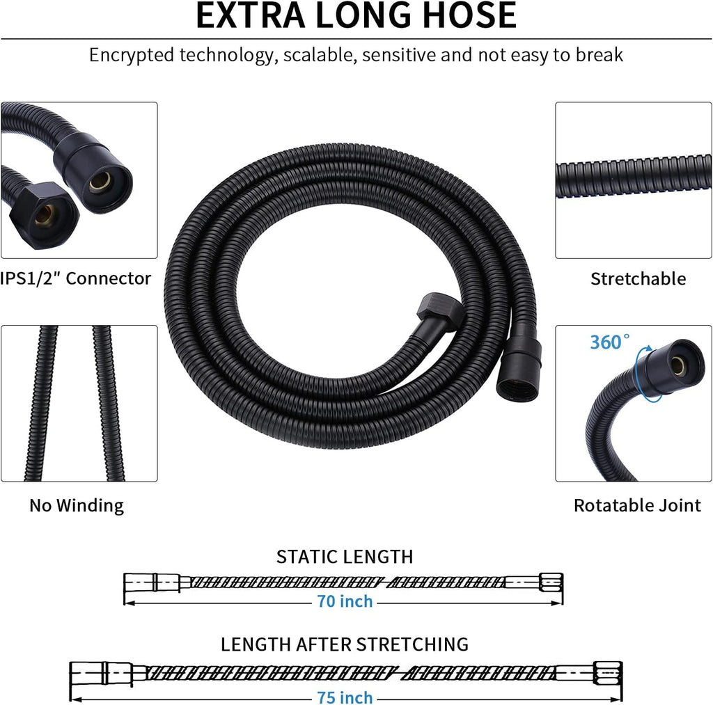 Oil Rubbed Bronze Handheld Shower Head with Extra Long Flexible Hose and Metal Adjustable Bracket, Pack of 2 Y51068