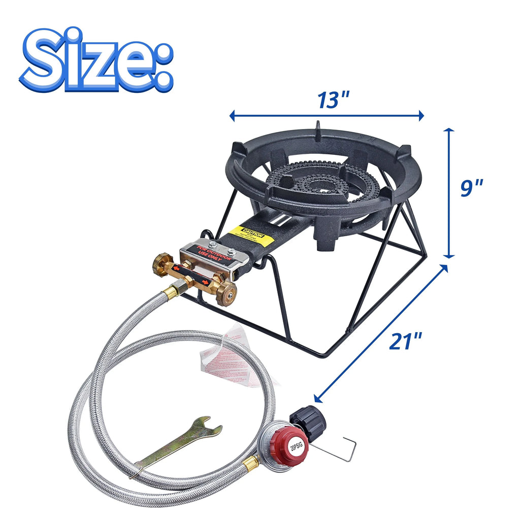 Portable Propane Camping Stove Cast Iron Single Burner with Detachable Rack 80,000 BTU/H R204161