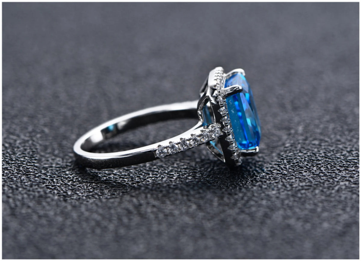 Radiant Cut 8*10mm Zircon Engagement Rings S925 Sterling Silver U5023