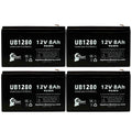 4x Pack Sealed Lead Acid Battery (12V, 8Ah, 8000mAh, F1 Terminal, AGM) with 8 F1 to F2 Terminal Adapters N485676