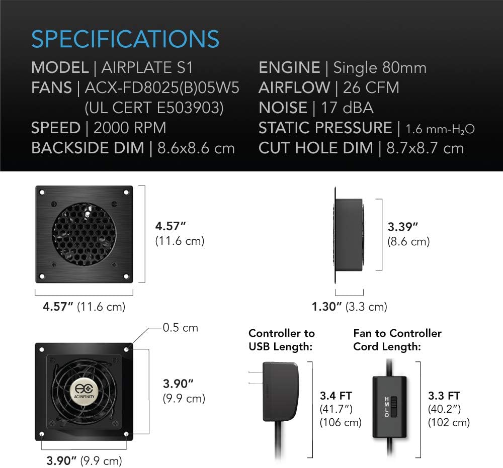Quiet Cooling Fan System 4 with Speed Control, Pack of 2 M8008