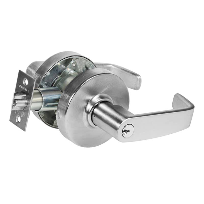 Satin Chrome Keyed Entry Storeroom Door Lever Set X974119