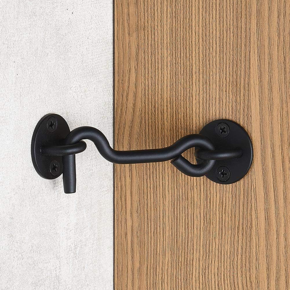 Black 4" Hook and Eye Latch, Pack of 2 T123