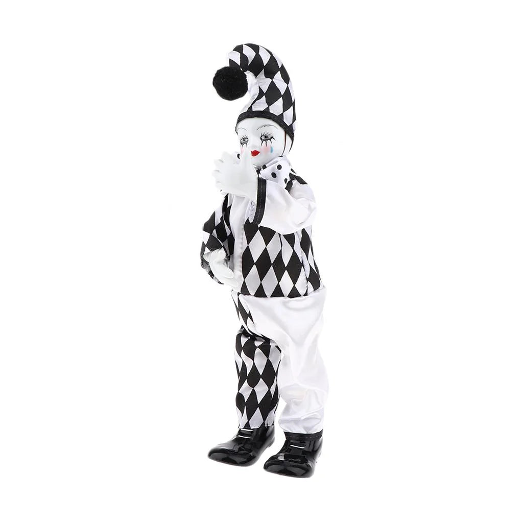 Black and White Clown Costume Doll Ornament A2956