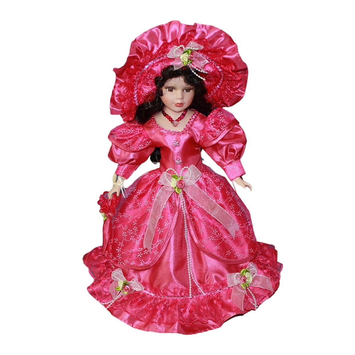 Pink Ceramic Dollhouse Lady with Dress V544