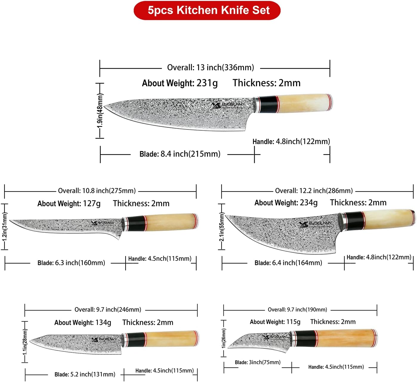 6 Inch Damascus Steel Boning Knife with Camel Bone Handle A29970