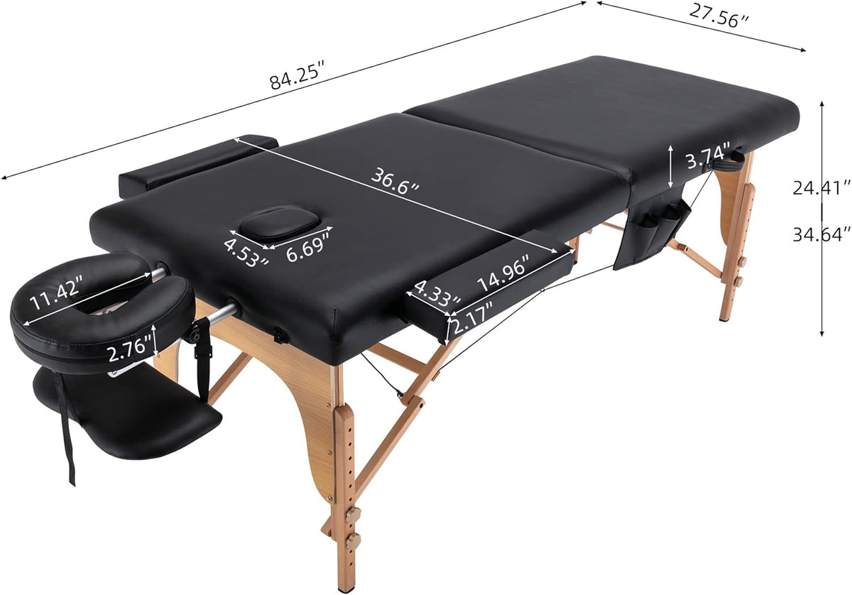 Portable Memory Foam Massage Table 84 Inches Long 28 Inches Wide Foldable Spa Bed with Carrying Case F62711