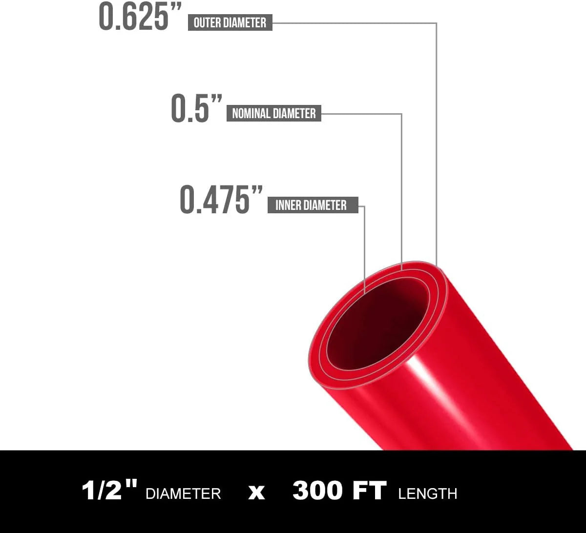1/2 Inch X 300 Ft Red Non-Barrier Pex Tube Coil Y243