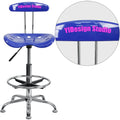 Nautical Blue Chrome Drafting Stool with Tractor Seat N62412