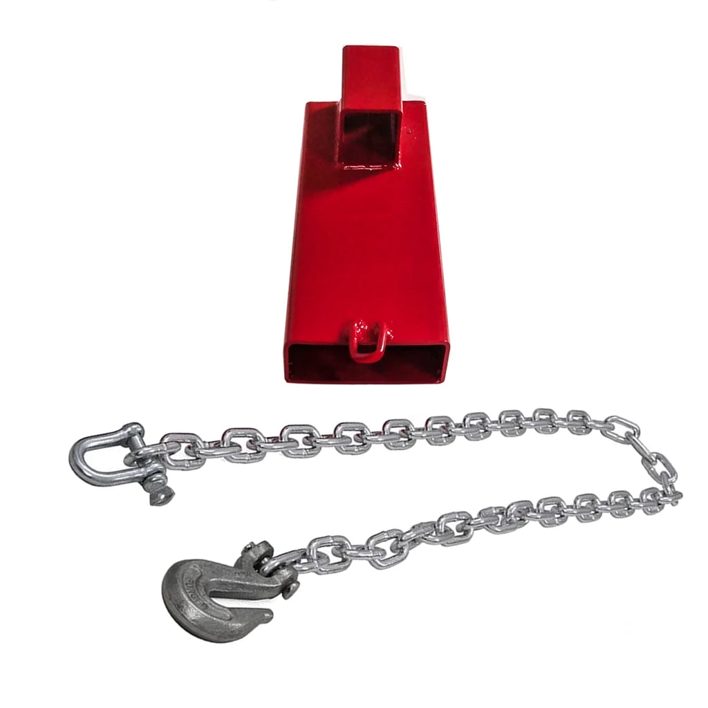 Clamp on Forklift Hitch Receiver Towing Adapter with Chain, 2 inches, Red Q548