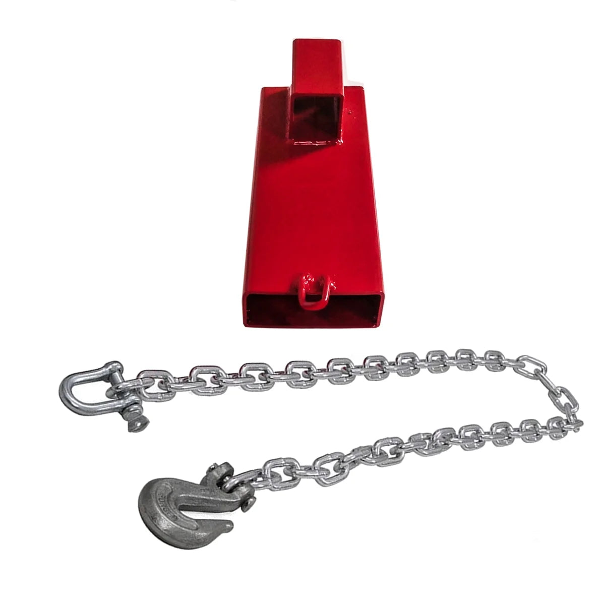 Clamp on Forklift Hitch Receiver Towing Adapter with Chain, 2 inches, Red Q548