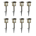 20 Lumens 2-Tone Bronze & Wood Finish Solar LED Landscape Pathway Light Set with Vintage Bulb (8-Pack) G836679