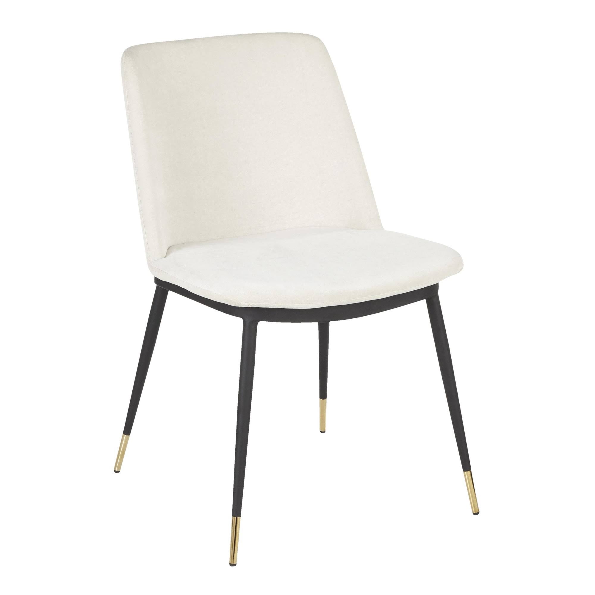 Black Metal Legs Cream Fabric Contemporary Chair A5039