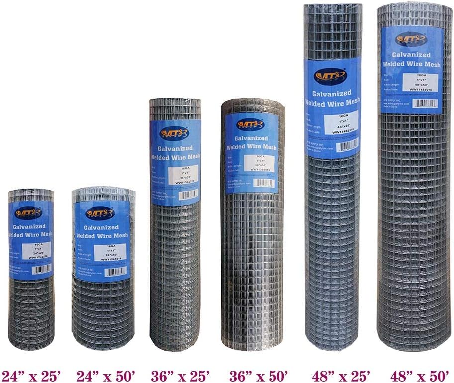 Galvanized Welded Wire Mesh Fence 24 Inch x 50 Foot 1 Inch x 1 Inch 16GA A690655