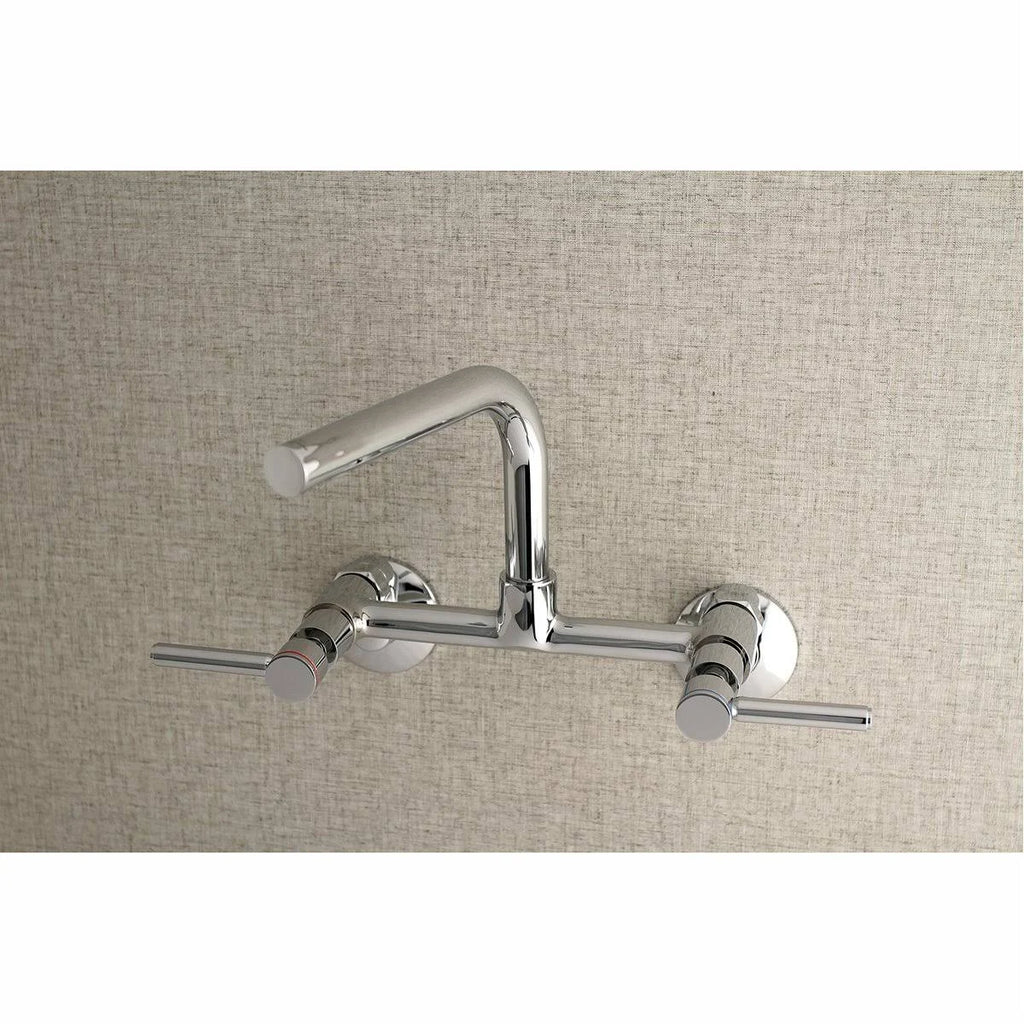 Brushed Nickel Adjustable Center Wall Mount Kitchen Faucet P687