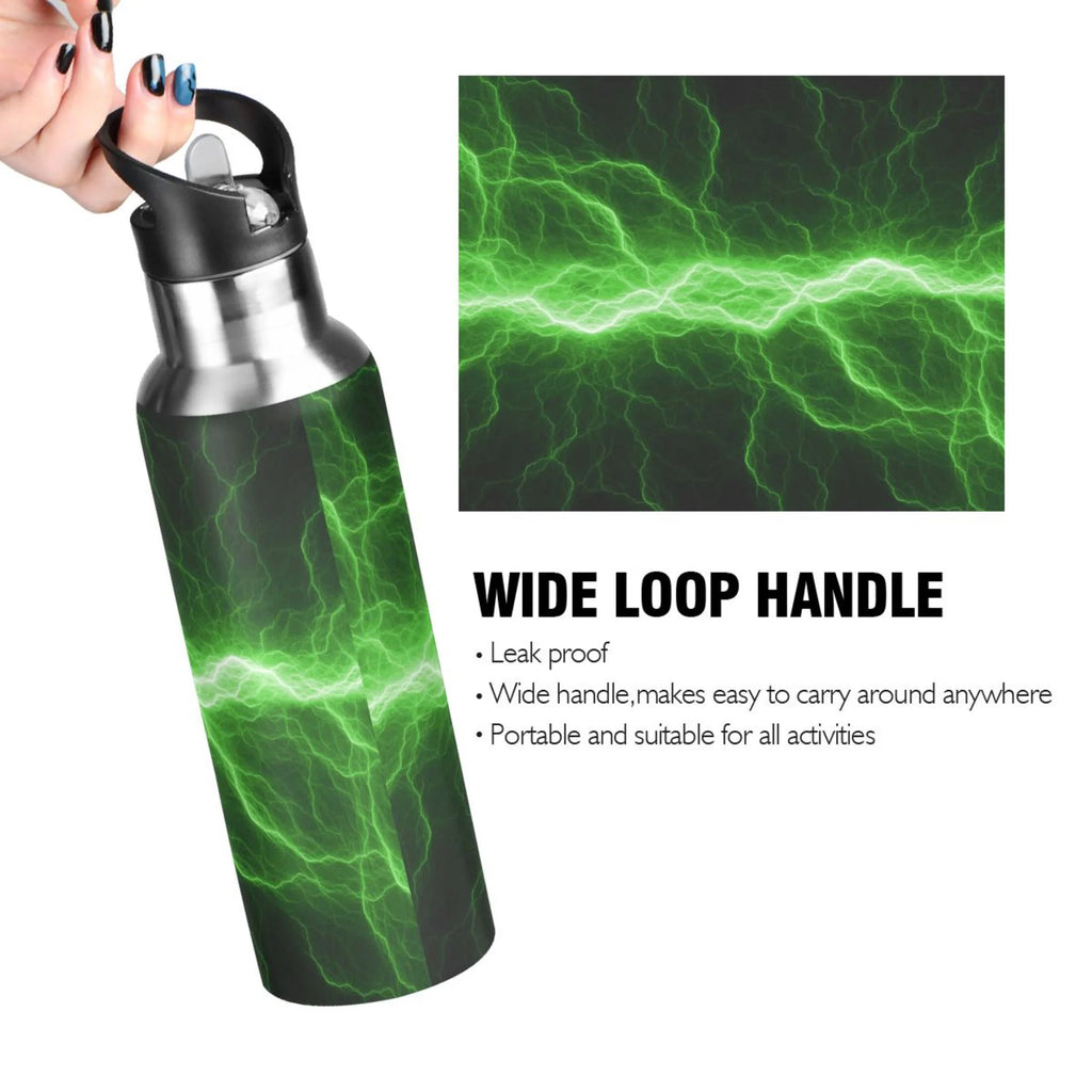 Green Stainless Steel Vacuum Insulated Water Bottle with Straw Lid 20 OZ F58010