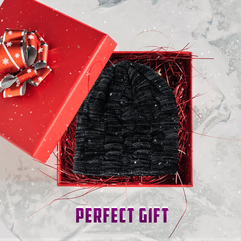 Black Fleece Lined Knit Winter Beanie Hat A9862