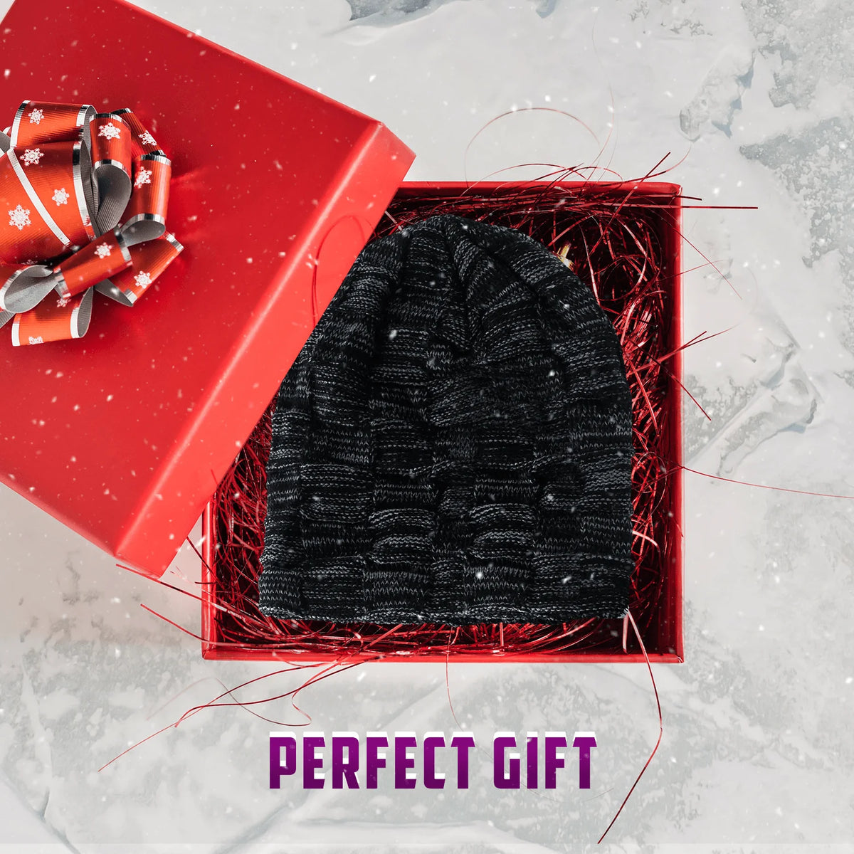 Black Fleece Lined Knit Winter Beanie Hat A9862