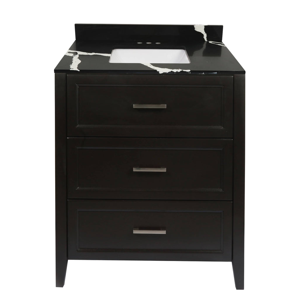 Espresso Bath Vanity with White Cultured Marble Top with Backsplash H81147