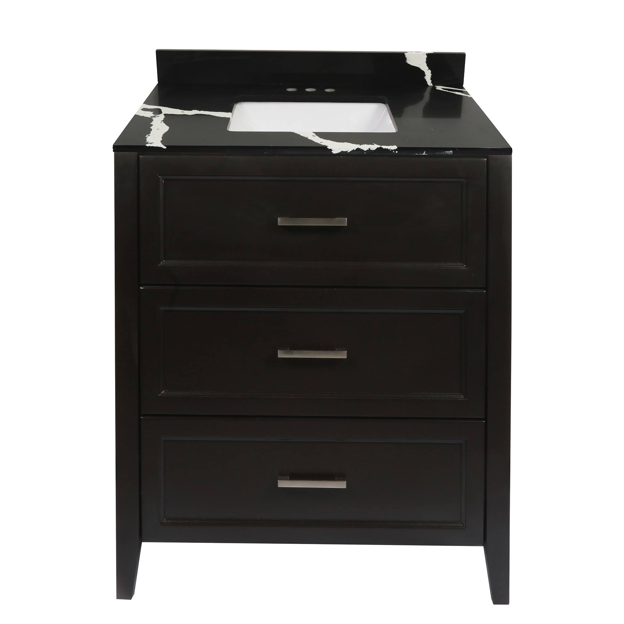 Espresso Bath Vanity with White Cultured Marble Top with Backsplash H81147