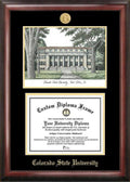 Gold Embossed Diploma Frame with Campus Images Lithograph C925367