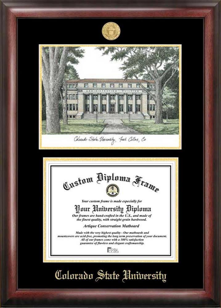 Gold Embossed Diploma Frame with Campus Images Lithograph C925367