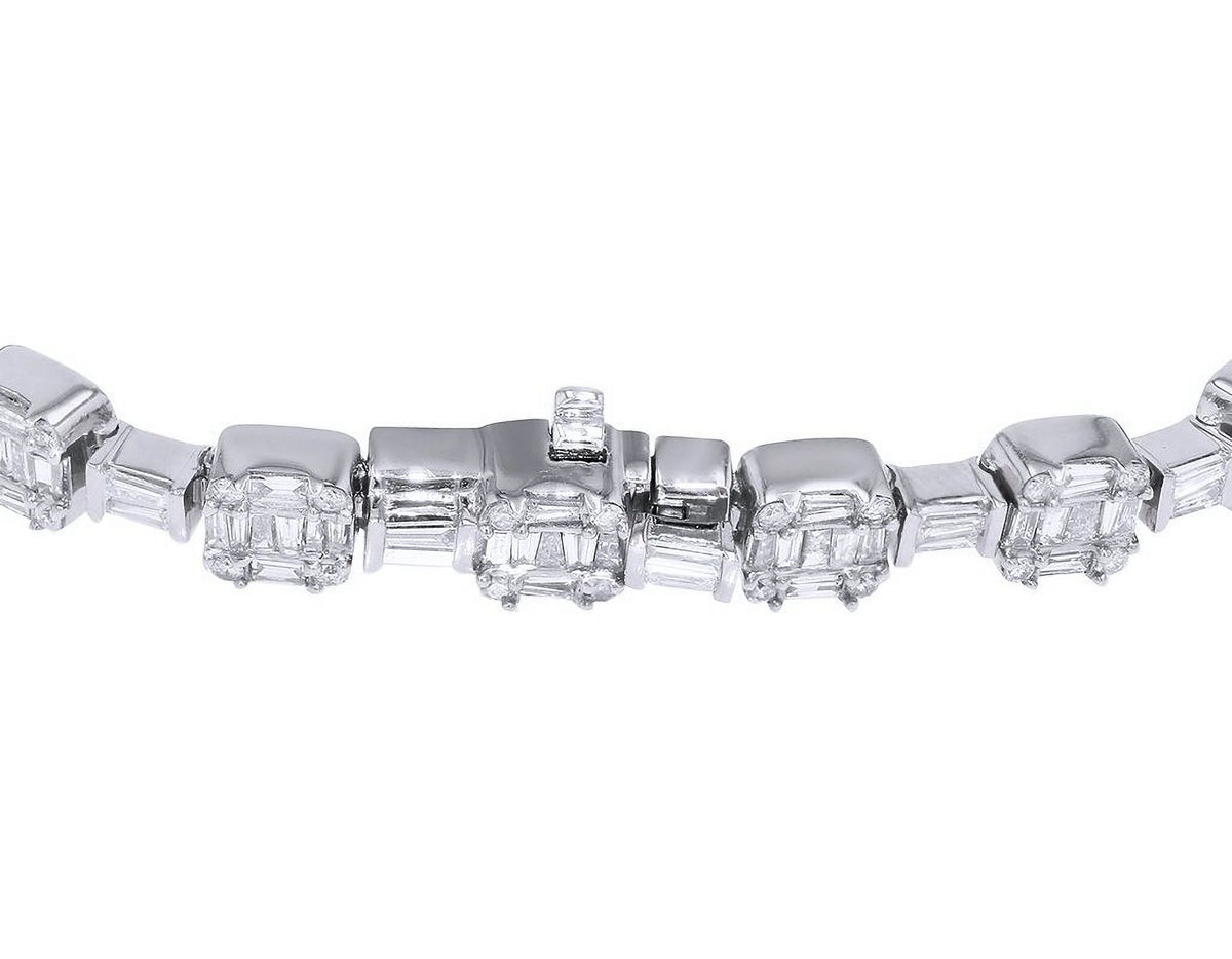 Diamond Square Link Bracelet Gold 6MM 8.5" O849773