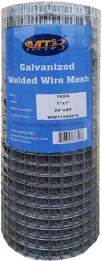 Galvanized Welded Wire Mesh Fence 24 Inch x 50 Foot 1 Inch x 1 Inch 16GA A690655