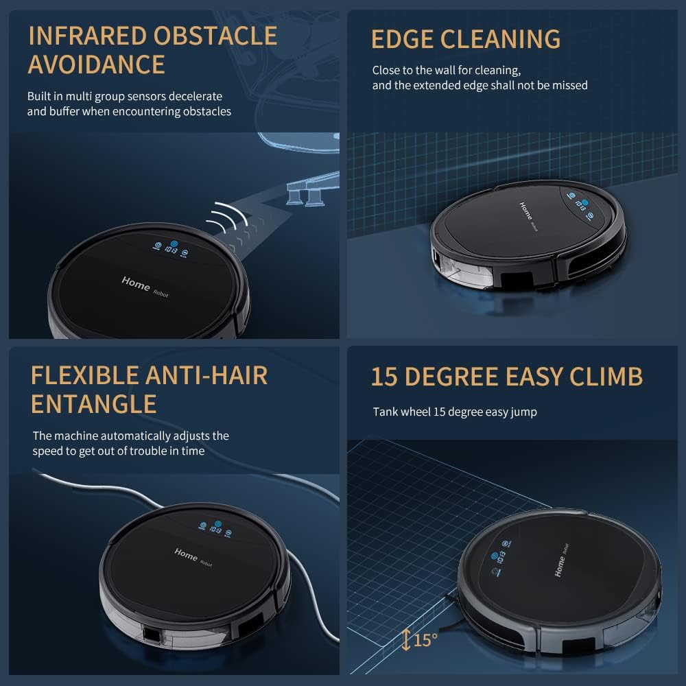 Black Robotic Vacuum Cleaner with Remote N719