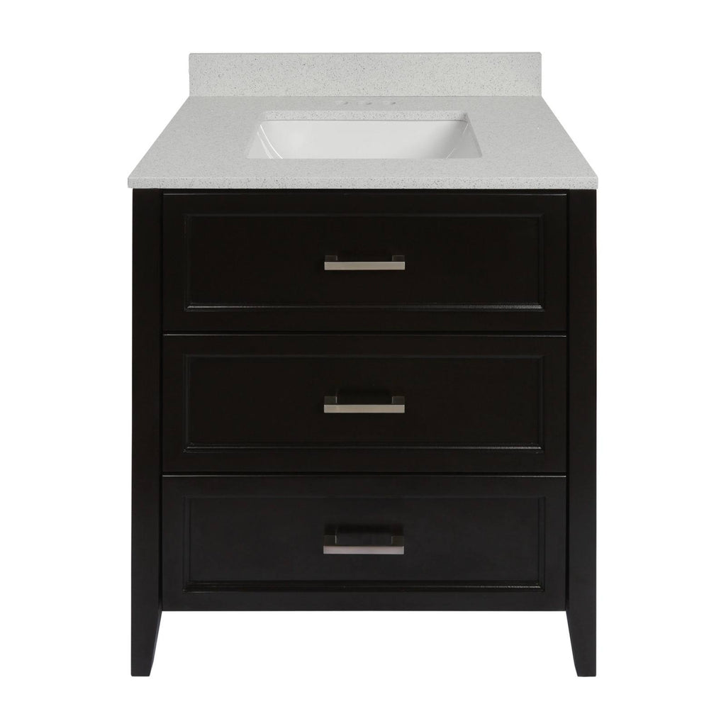 Espresso Bath Vanity with White Cultured Marble Top with Backsplash H81147