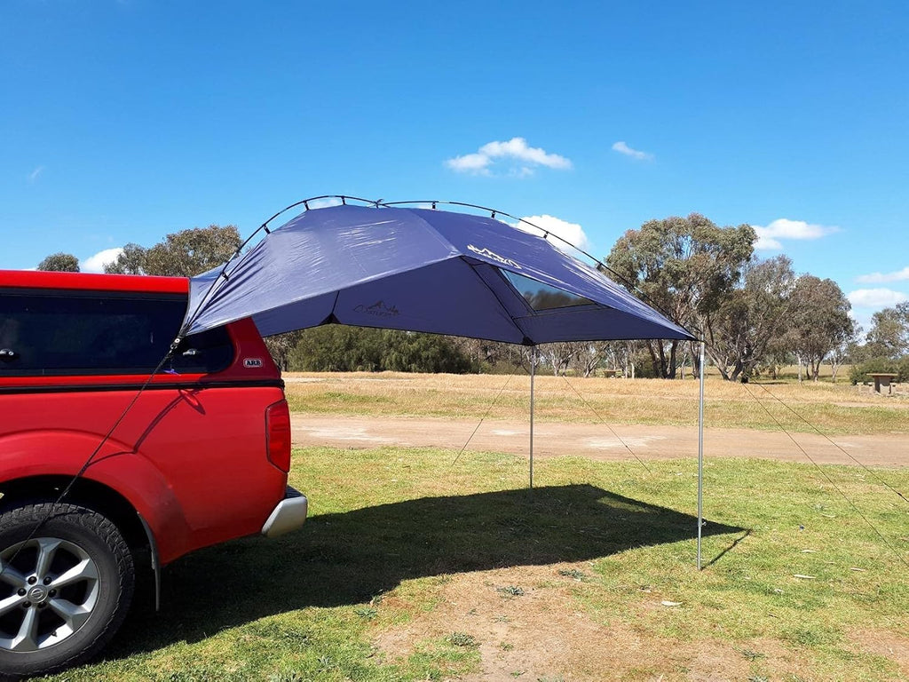 Teardrop Awning for SUV RVing, Car Camping, Trailer and Overlanding Light Weight Truck Canopy Durable Tear Resistant Tarp with 2 Sandbag M93675