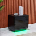 White High Gloss Bedside Table with 2 Storage Drawers and LED Lights P388