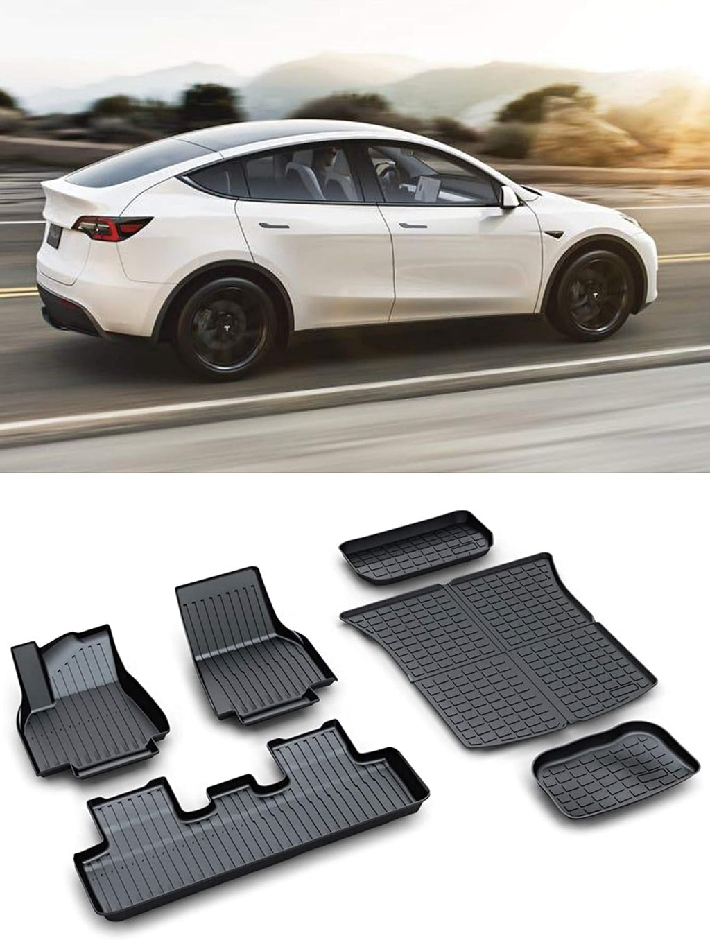 TPE Floor Mats and Rear Trunk Cargo Tray Set of 6 T8634