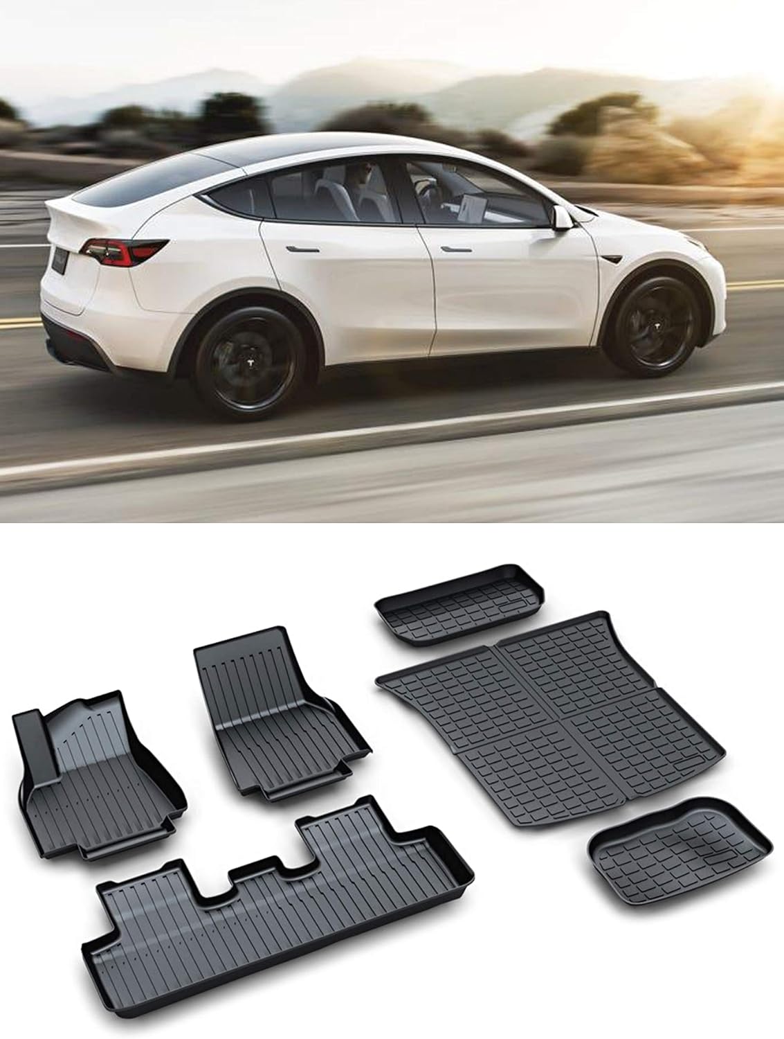 TPE Floor Mats and Rear Trunk Cargo Tray Set of 6 T8634